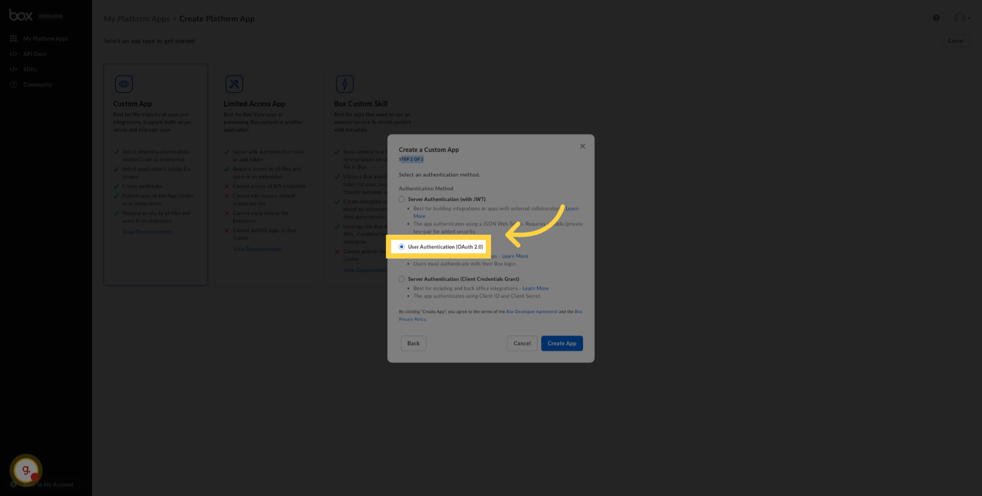 Select OAuth Authentication