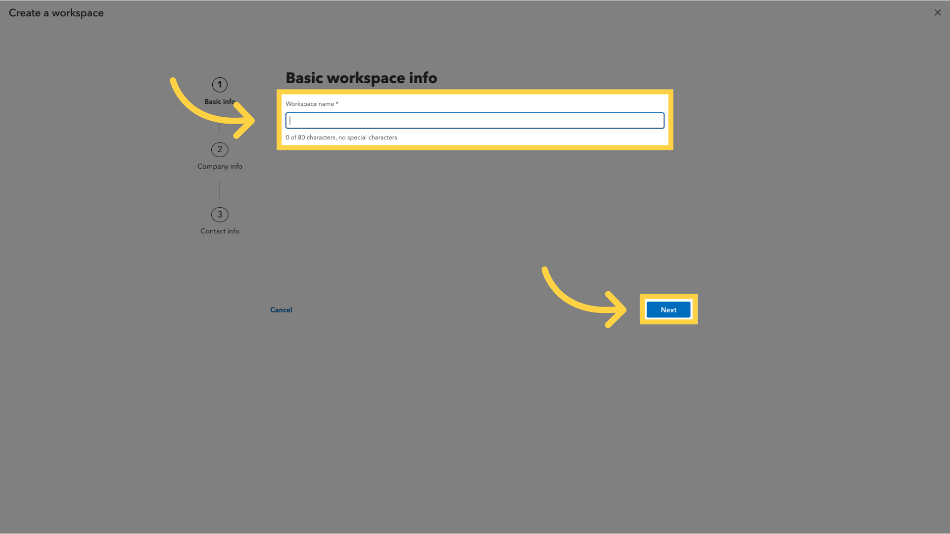 Fill a name and click 'Next'