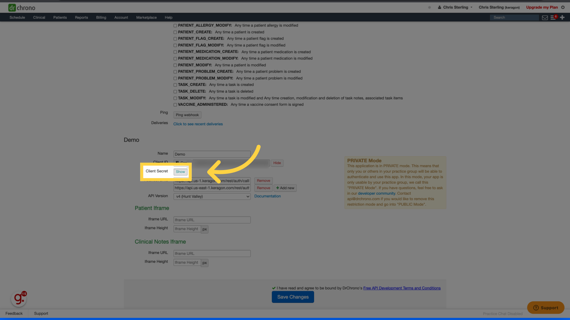 Click 'Show' on Client Secret