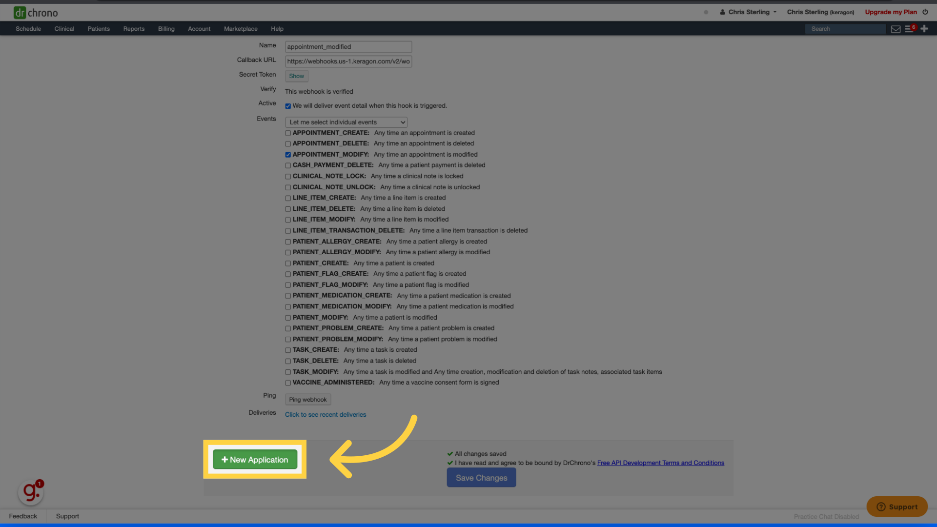 Click 'New Application'