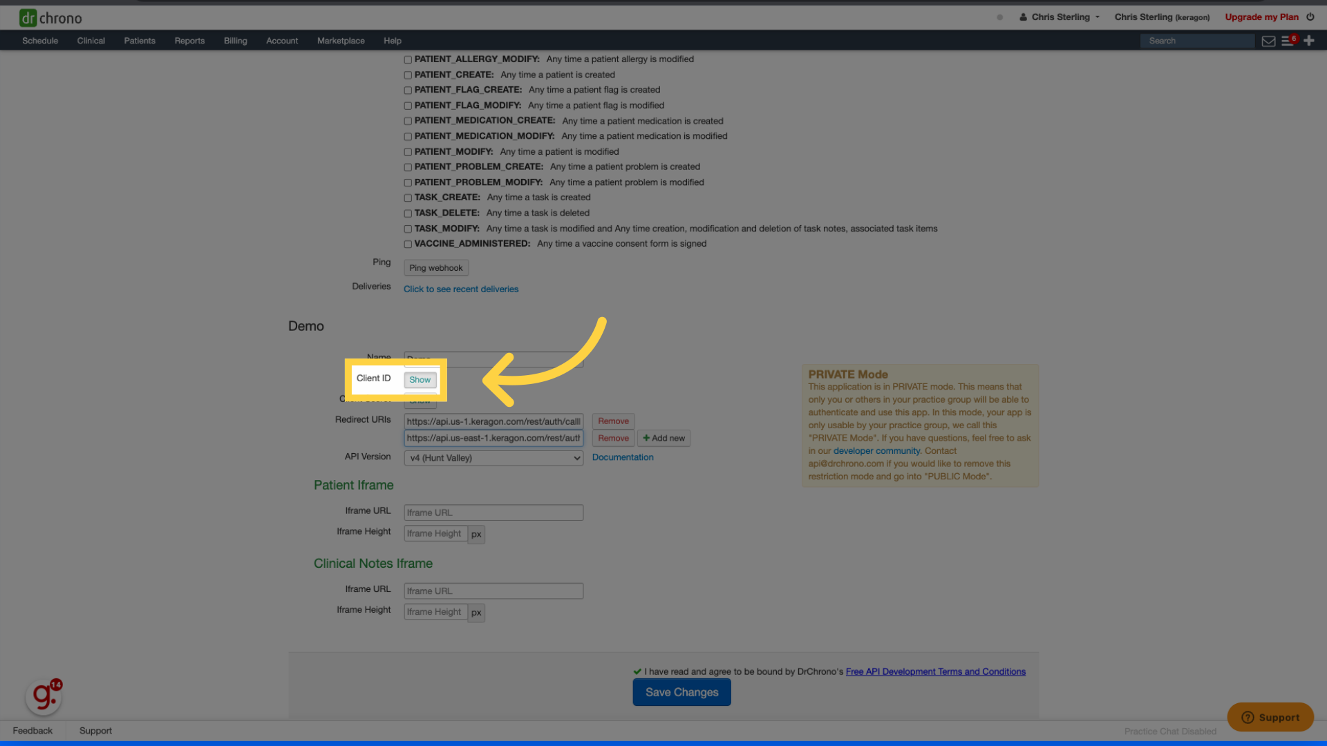 Click 'Show' on Client ID