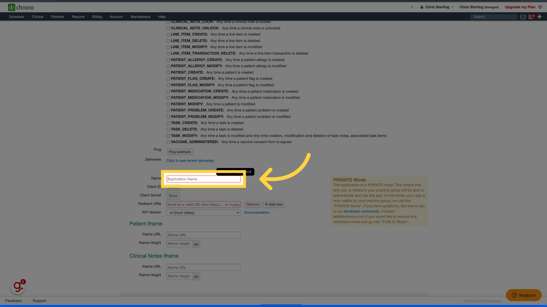Fill 'Application Name'
