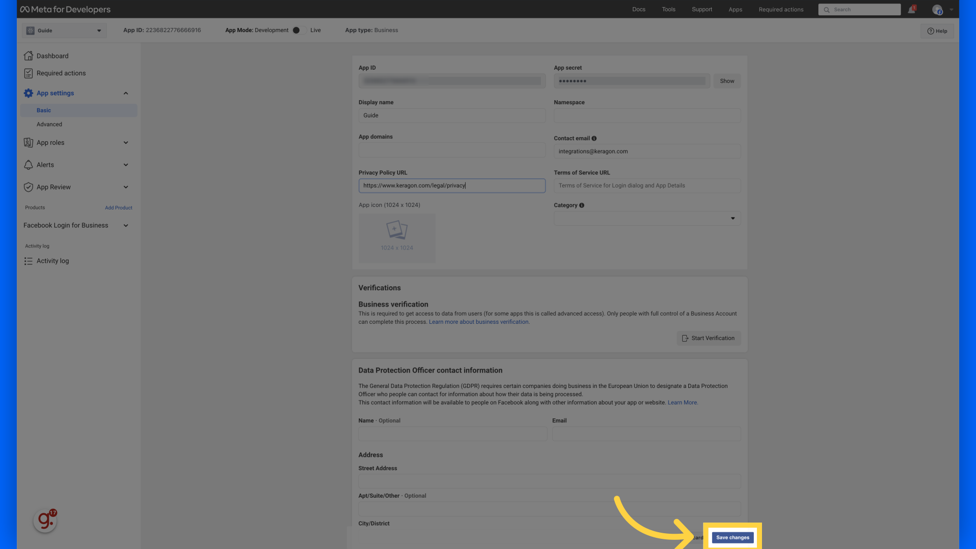 Click 'Save settings'