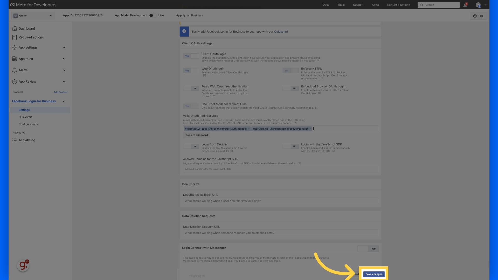 Click 'Save changes'