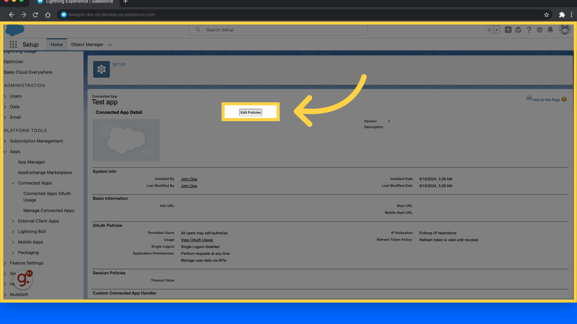 Click 'Edit Policies'