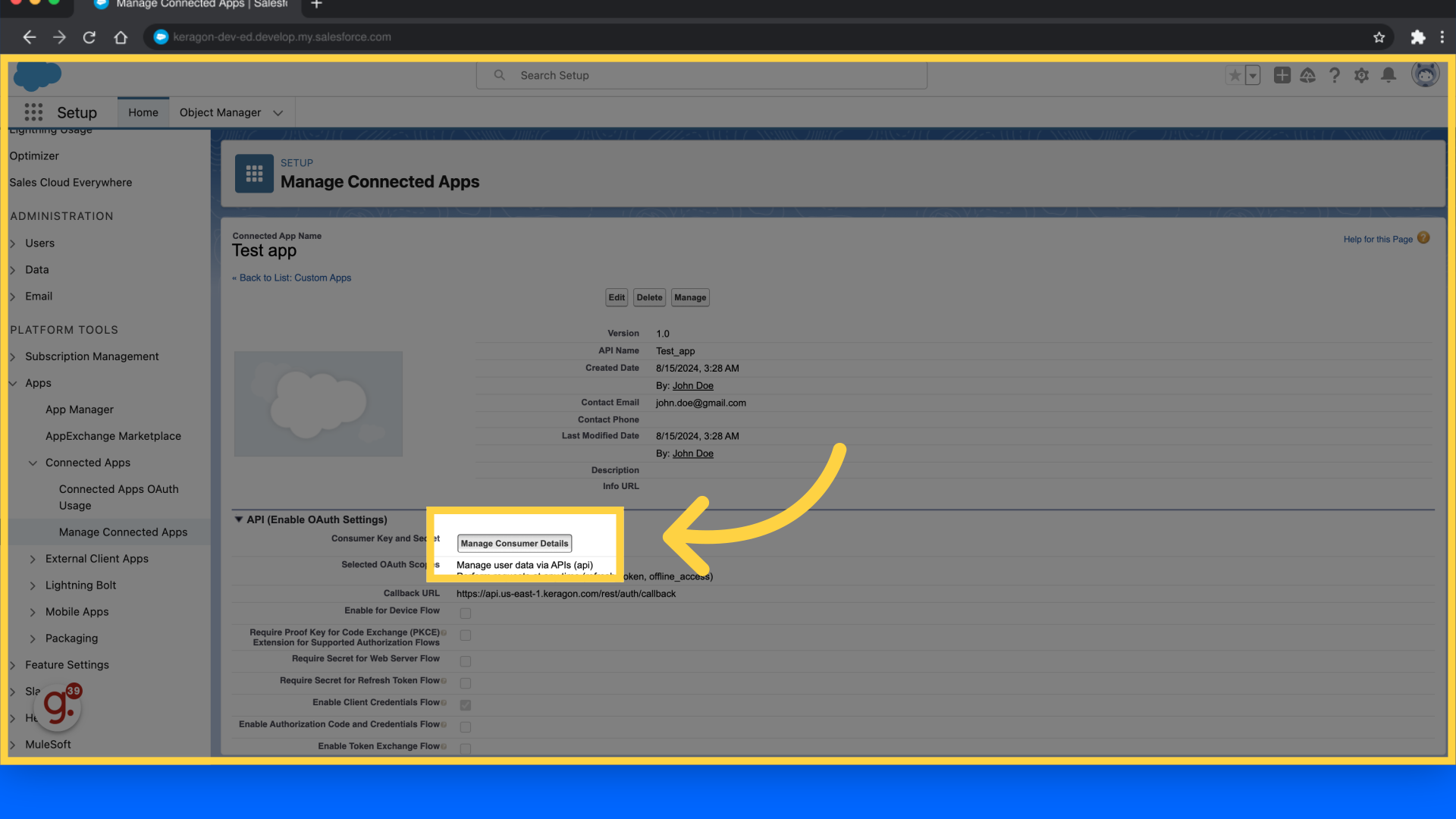 Click 'Manage Consumer Details'