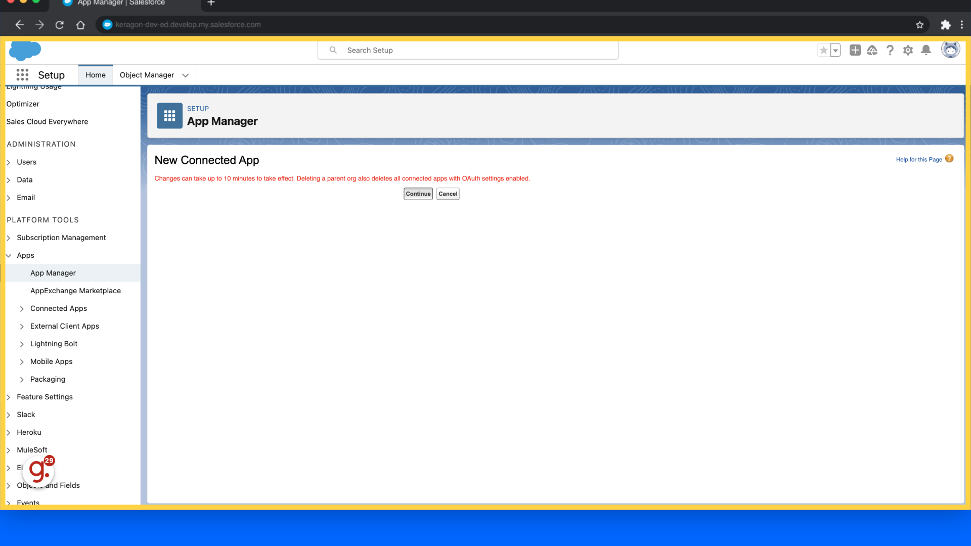 Click 'Continue'