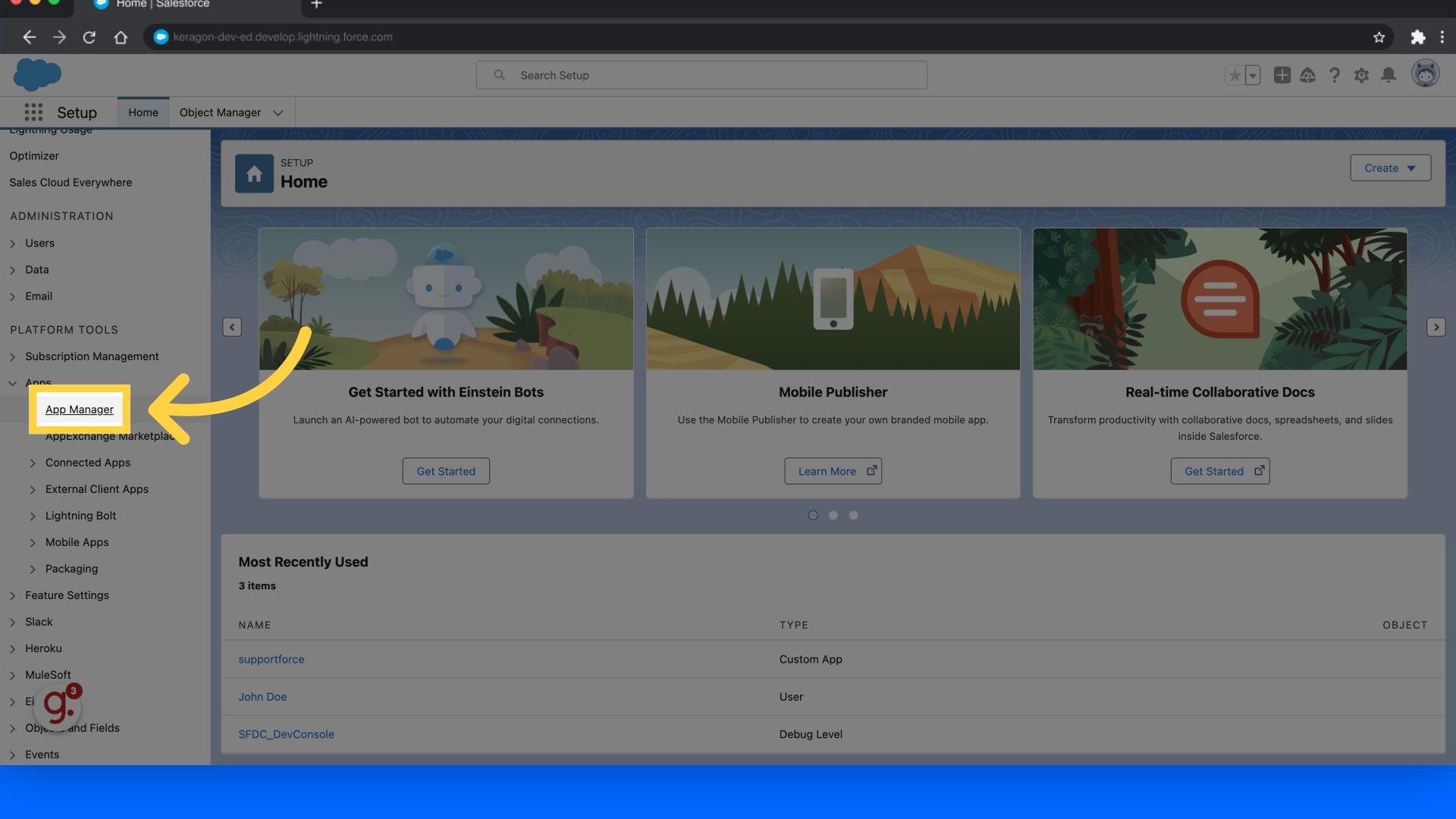Click 'App Manager'