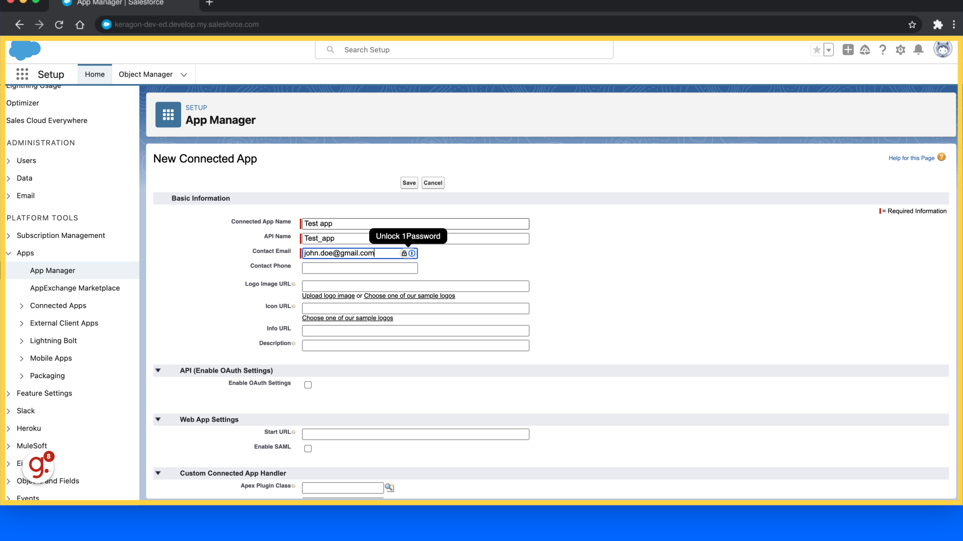 Fill in required fields