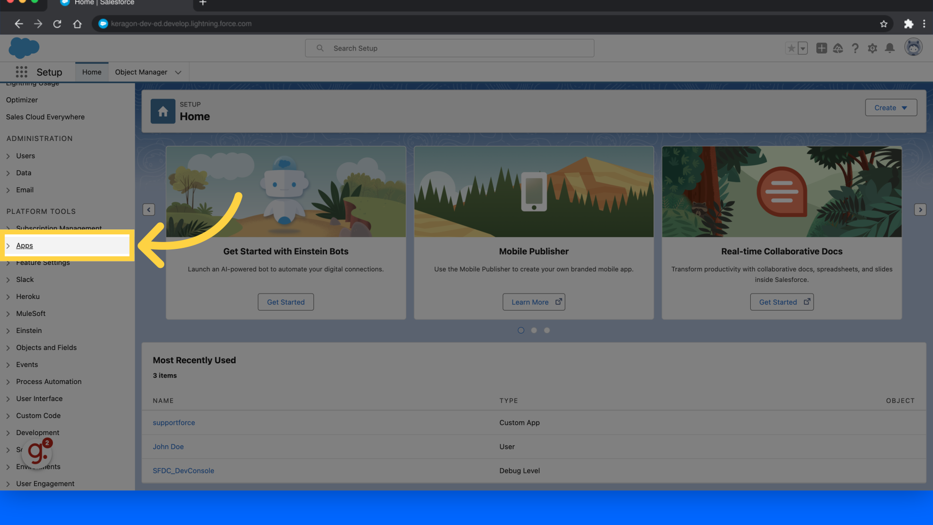 Click 'Apps'