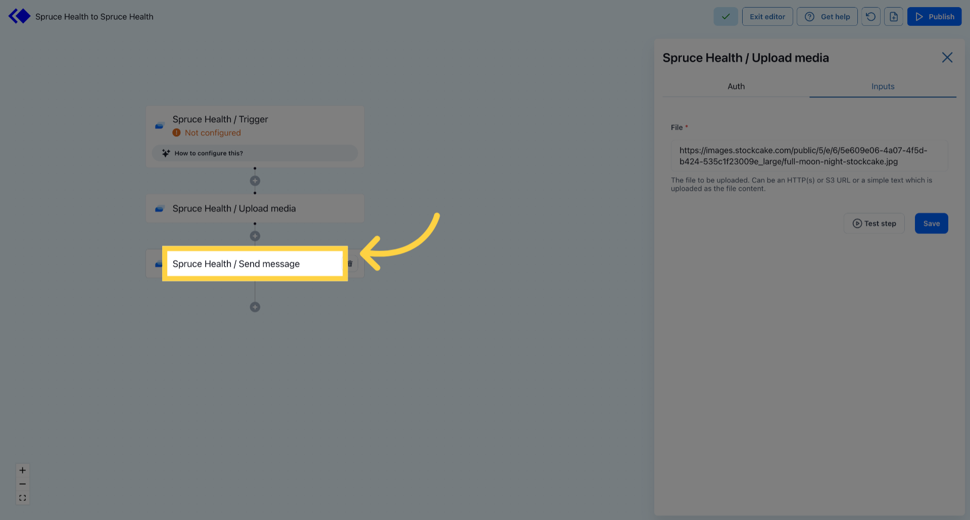 Choose Send Message Action