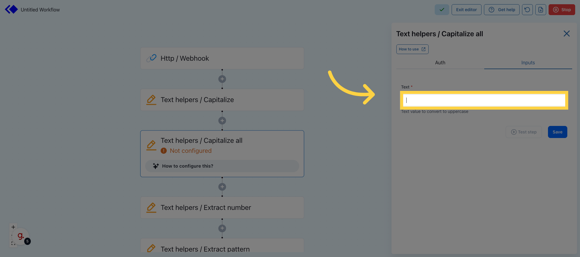Map or enter any text input