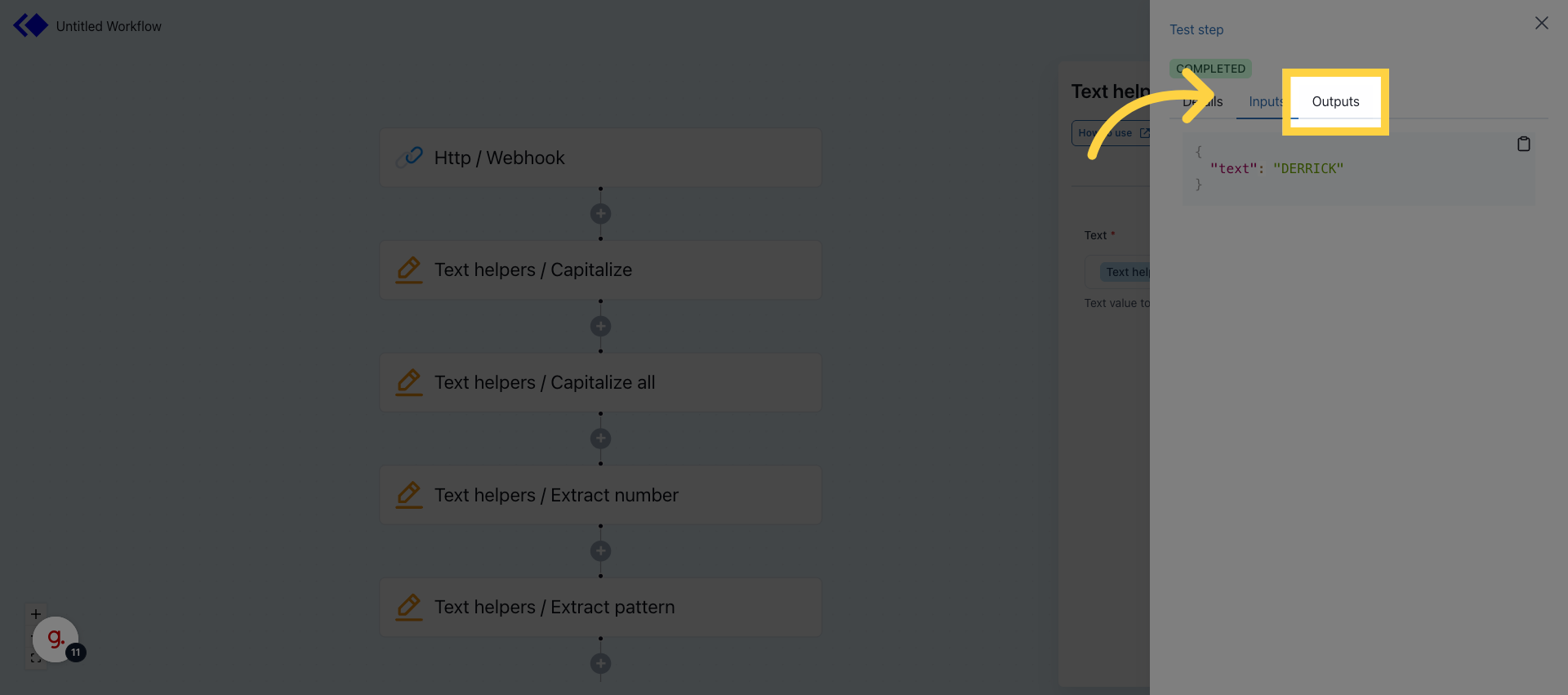 Open Outputs Section