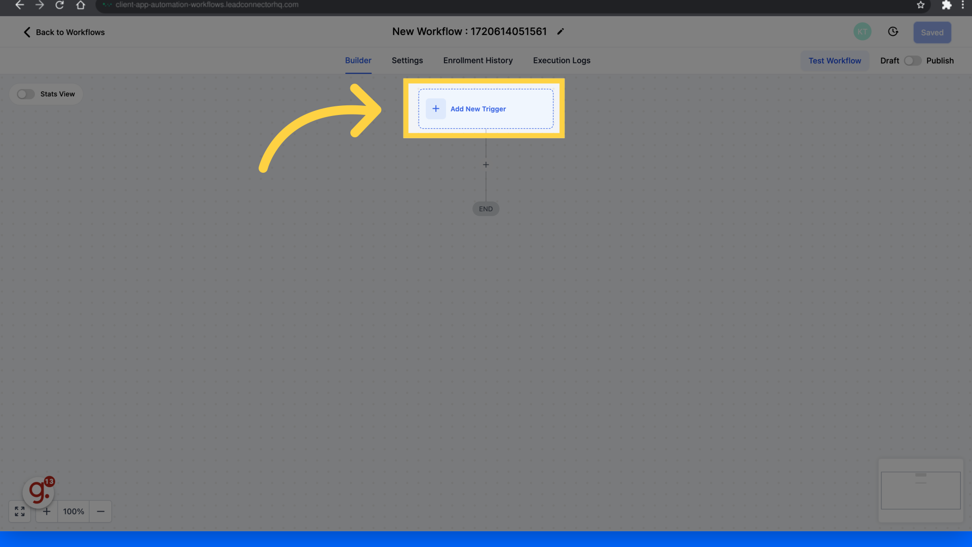Click 'Add New Trigger'