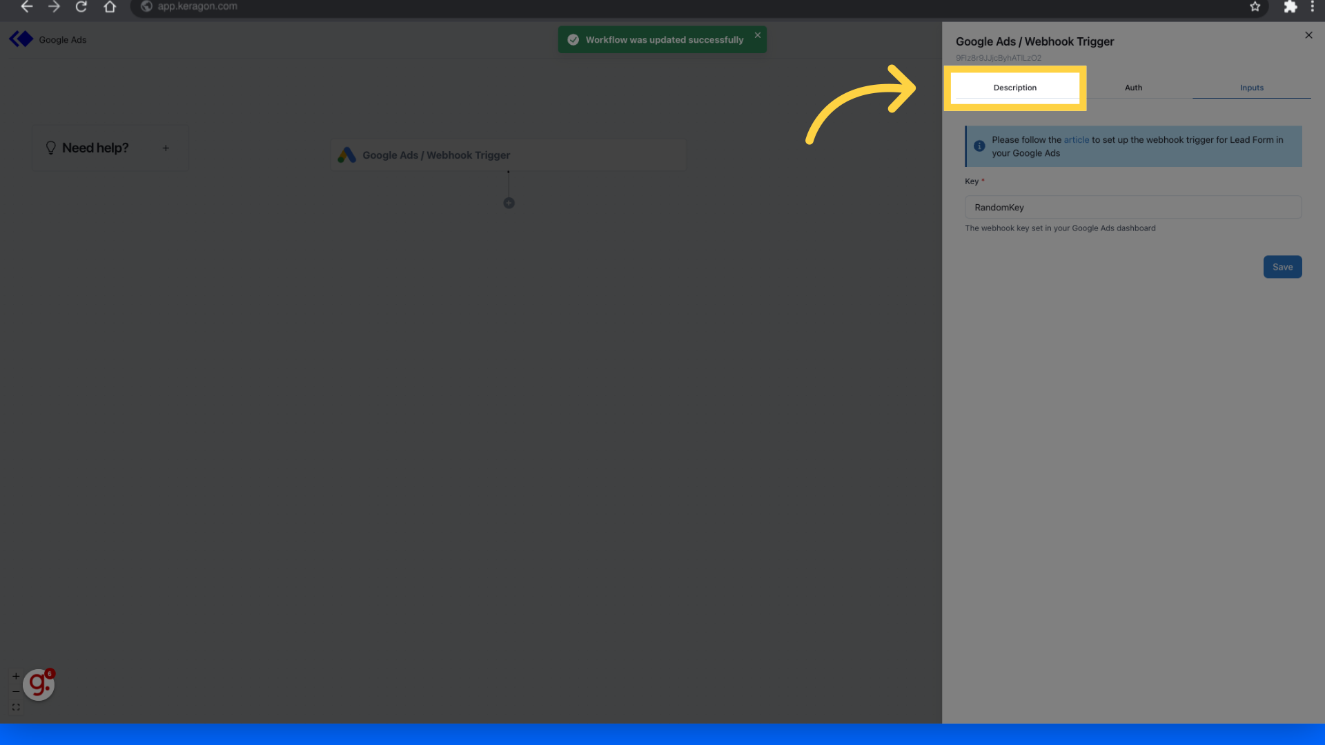 Click 'Description'