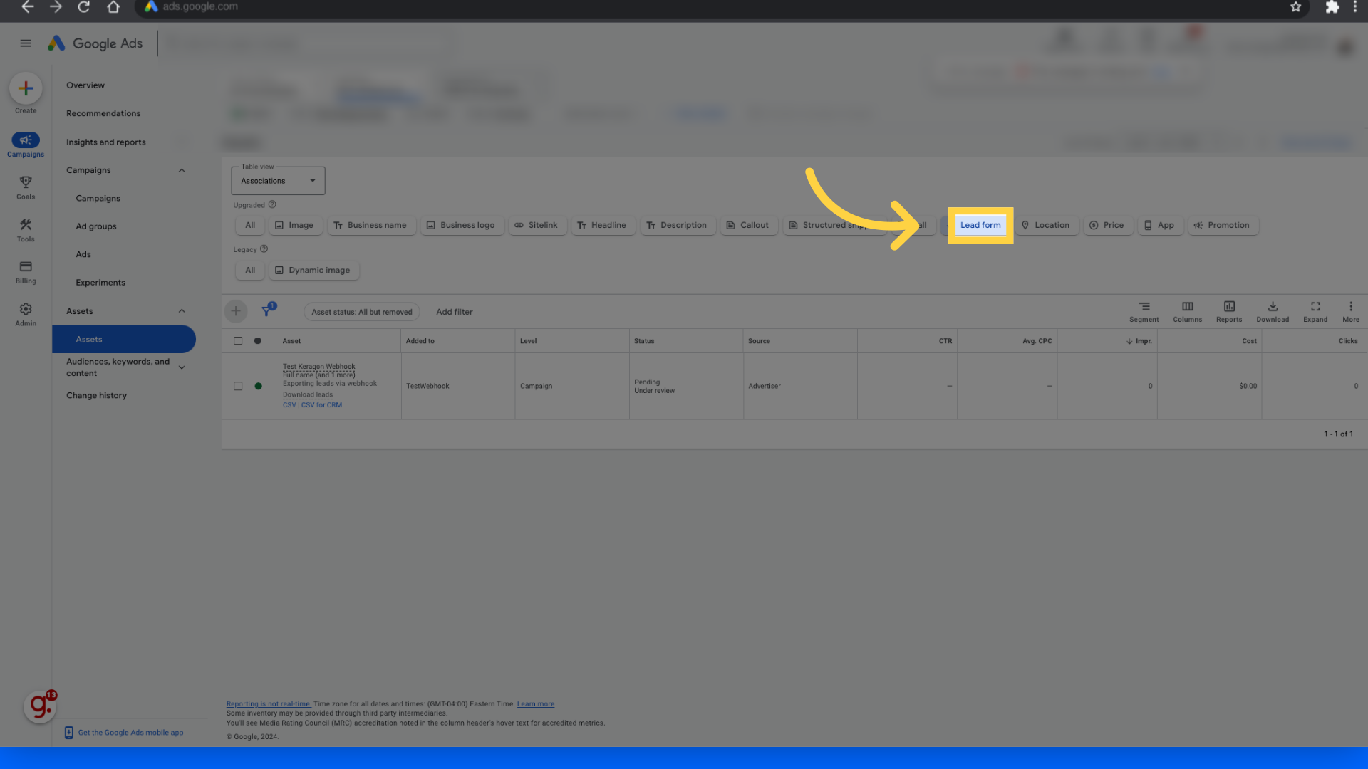 Filter 'Lead form'