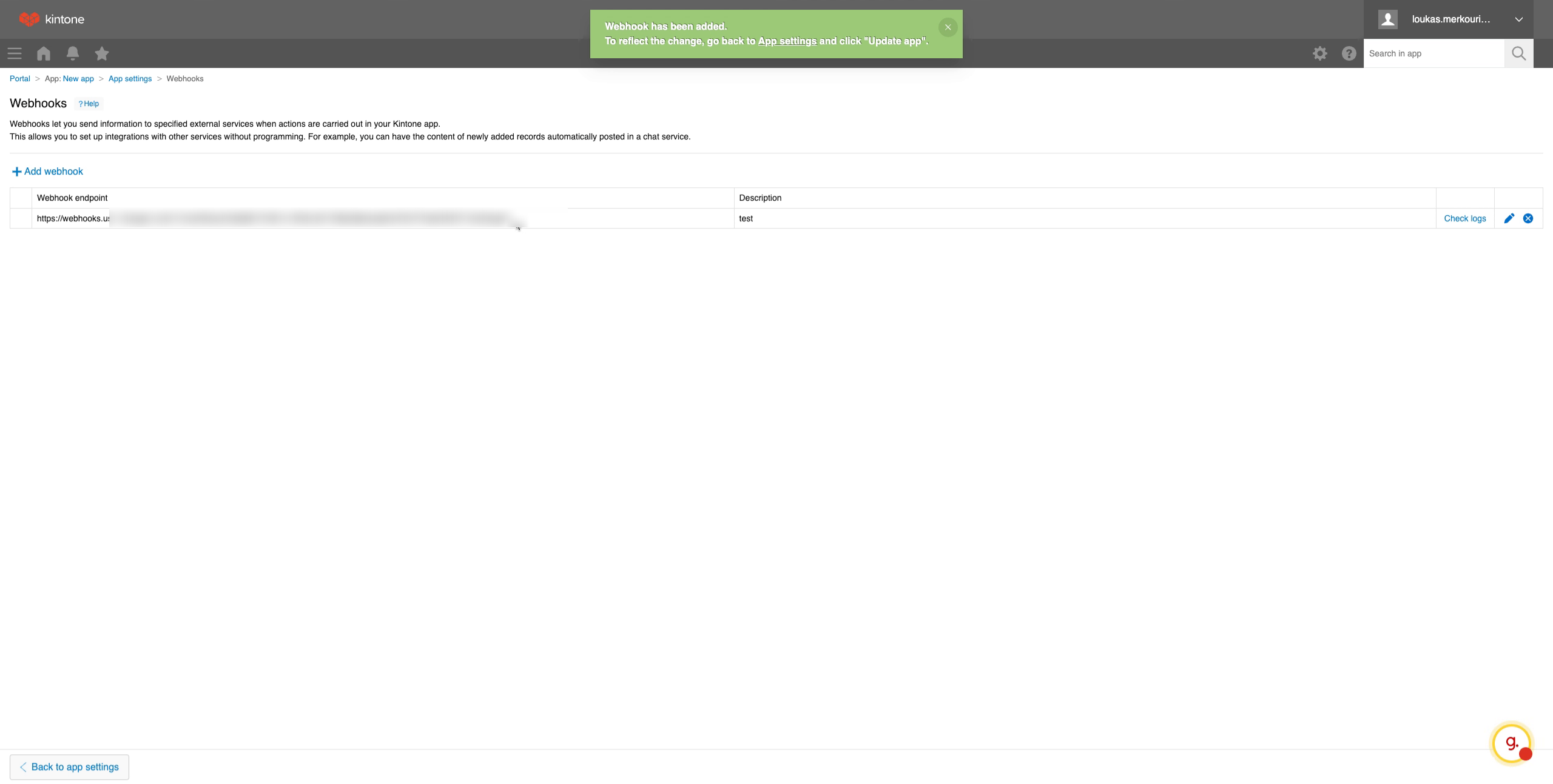 Return to App Settings
