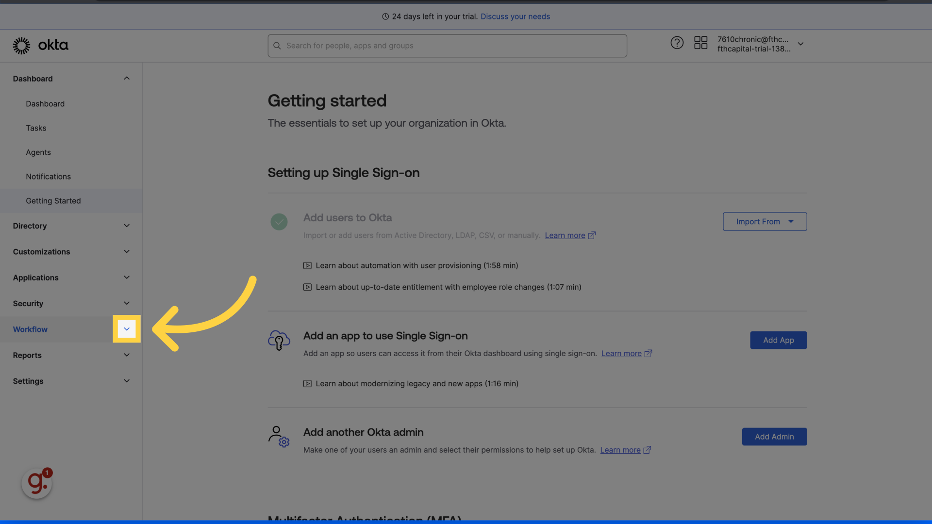 Click on Workflows
