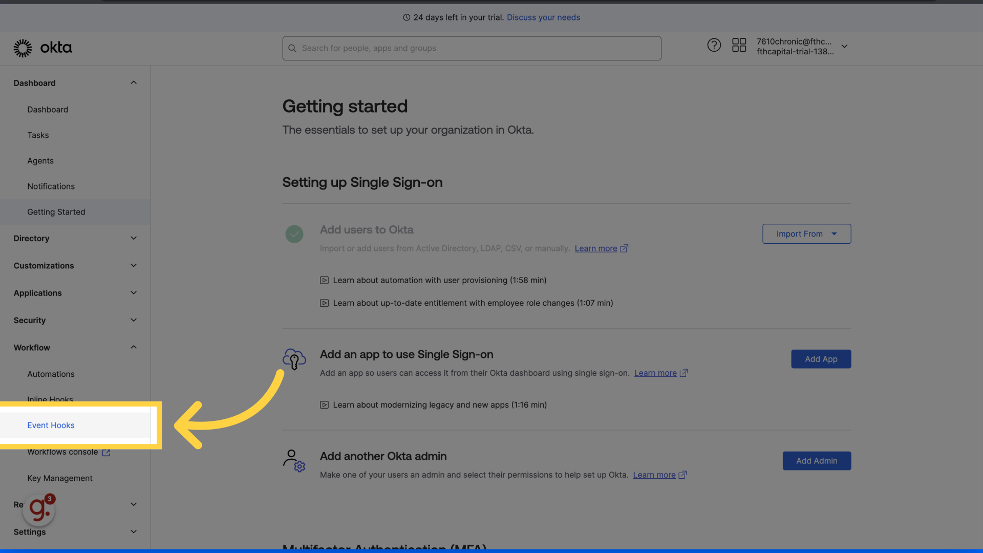 Click 'Event Hooks'