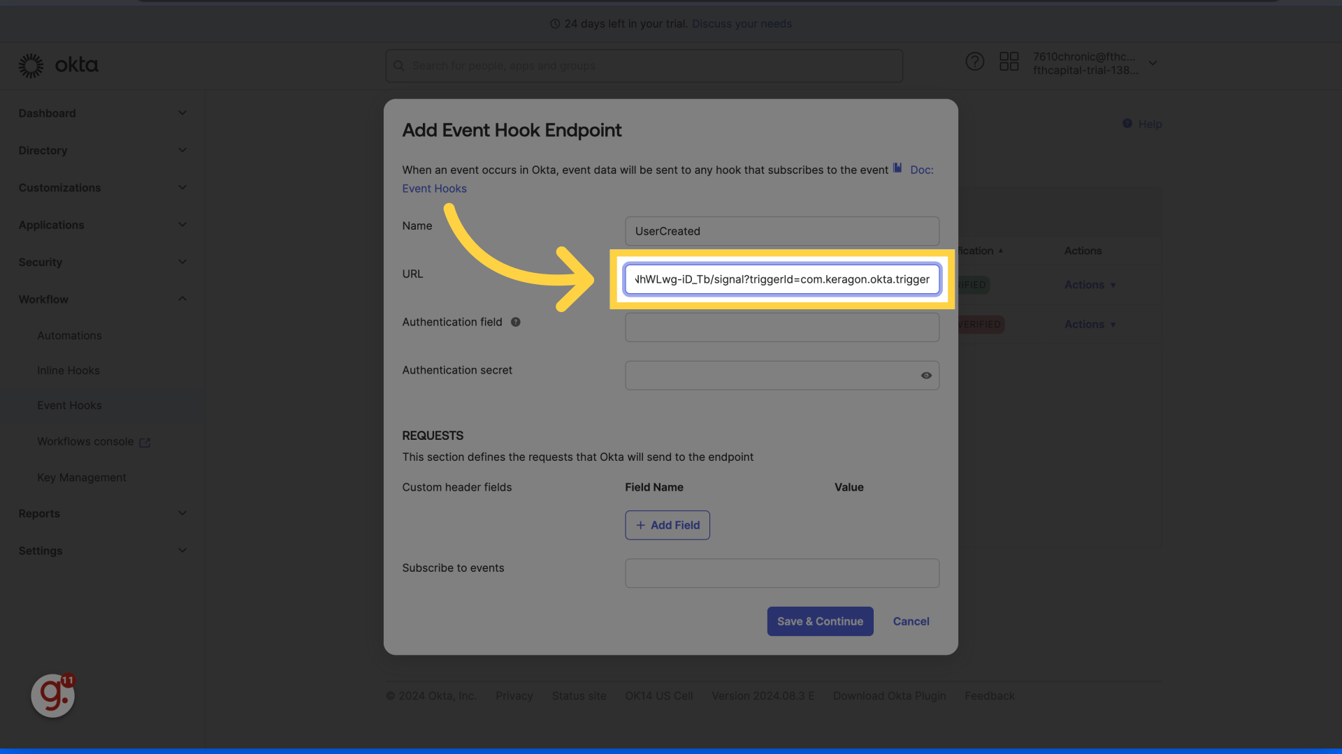 Paste the Webhook URL here.