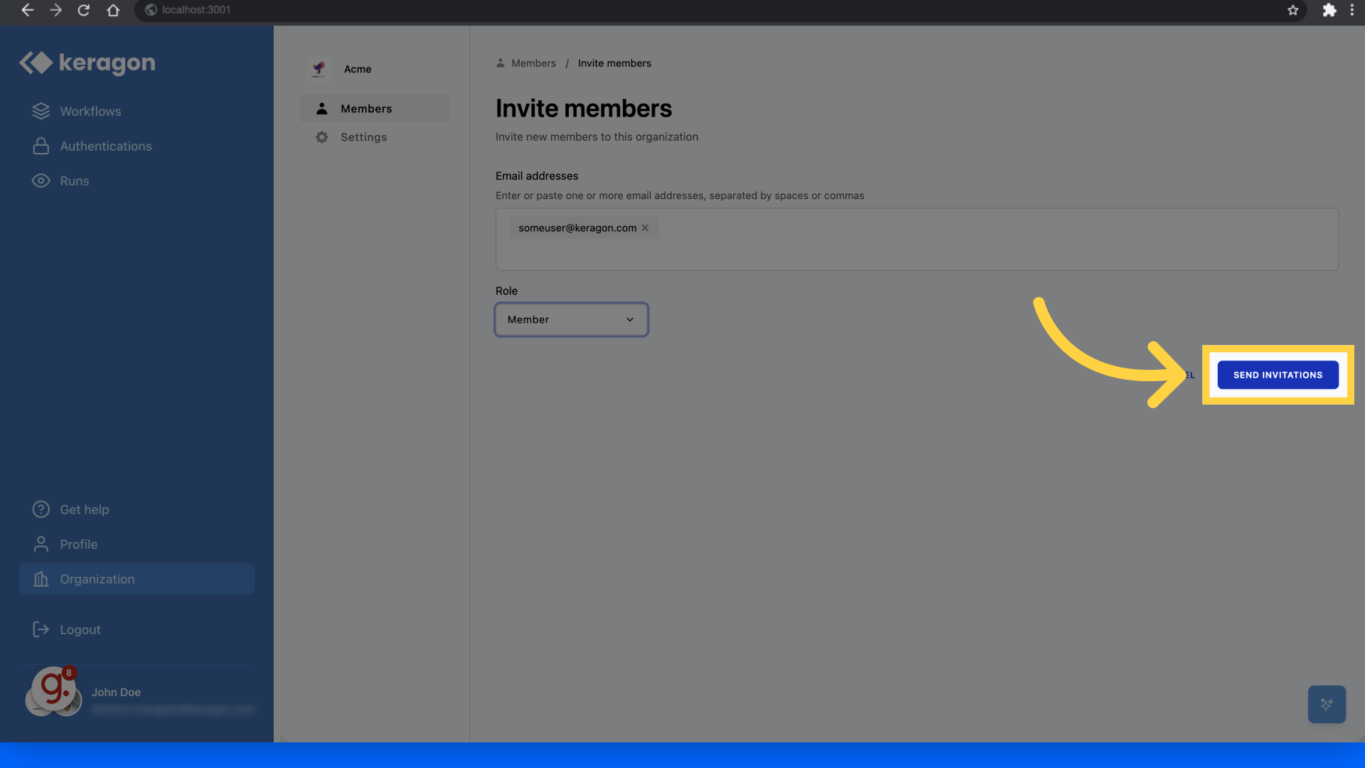 Click 'Send invitations'