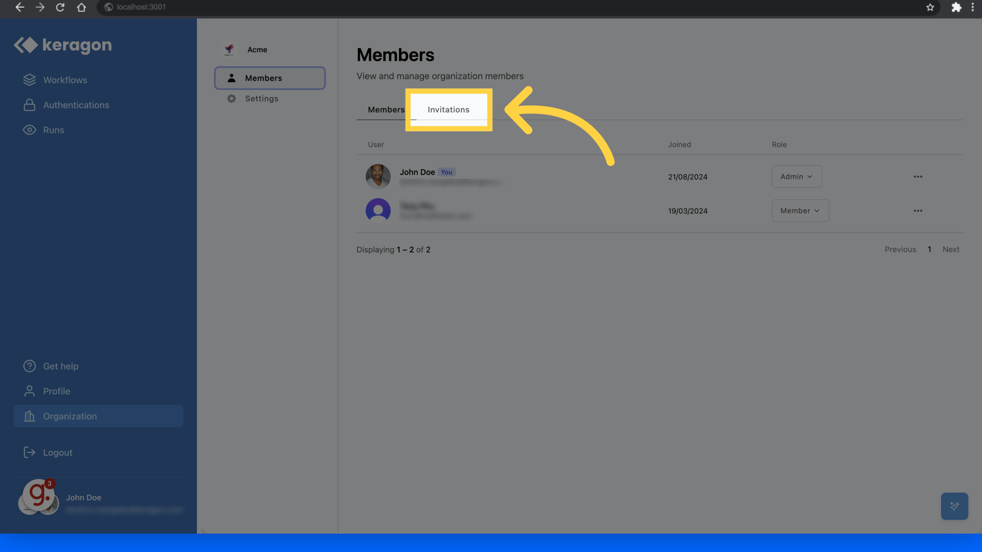 Click 'Invitations'