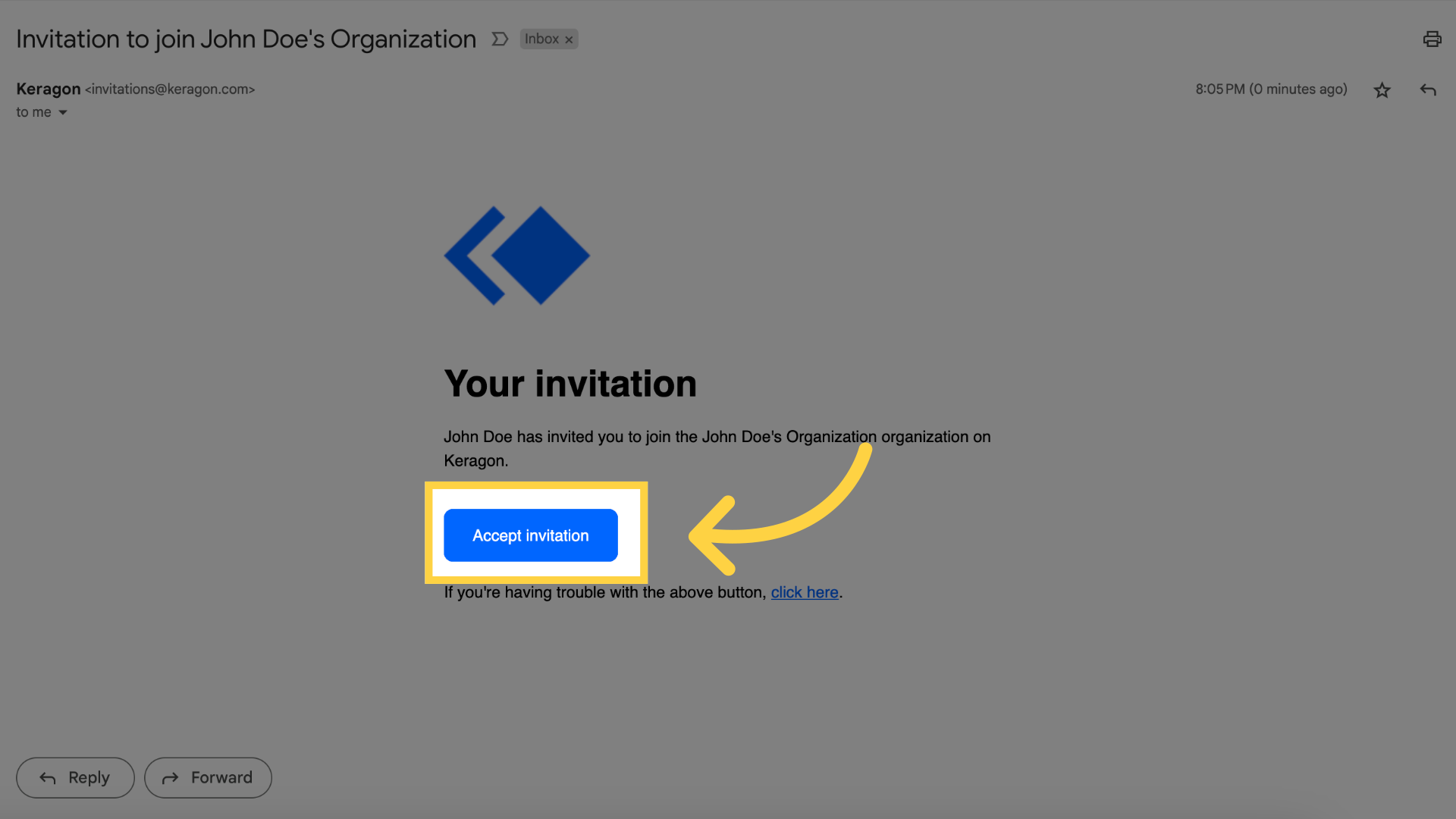 Ask the invitee
to accept the email invitation