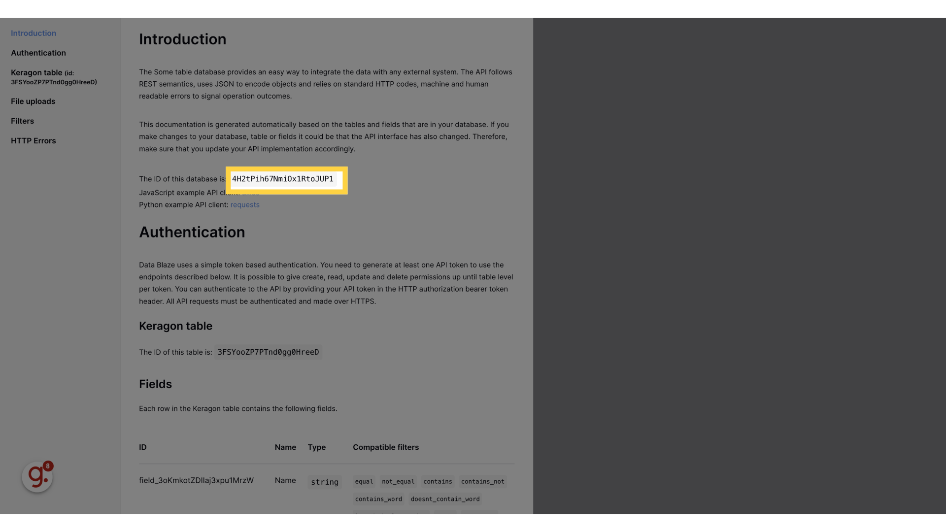 Copy your database ID