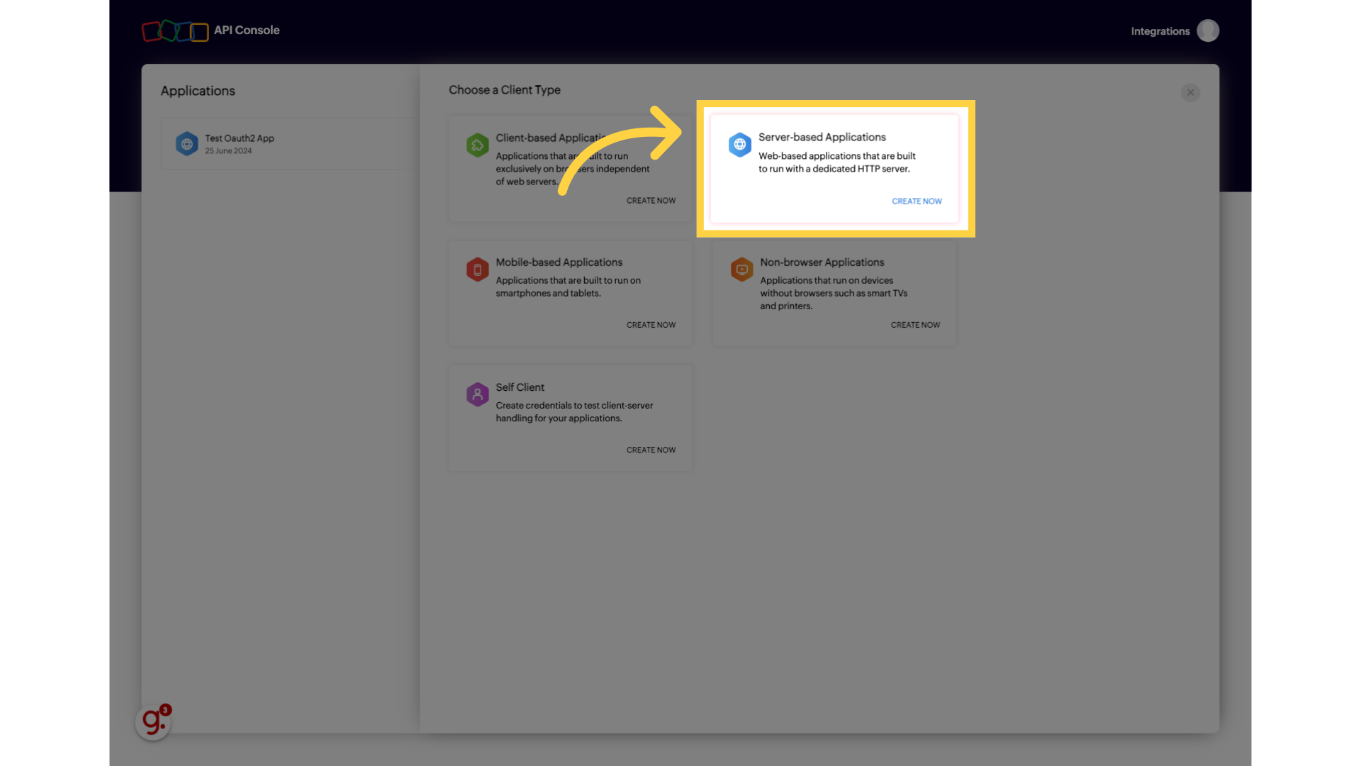 Click 'Server-based Applications'