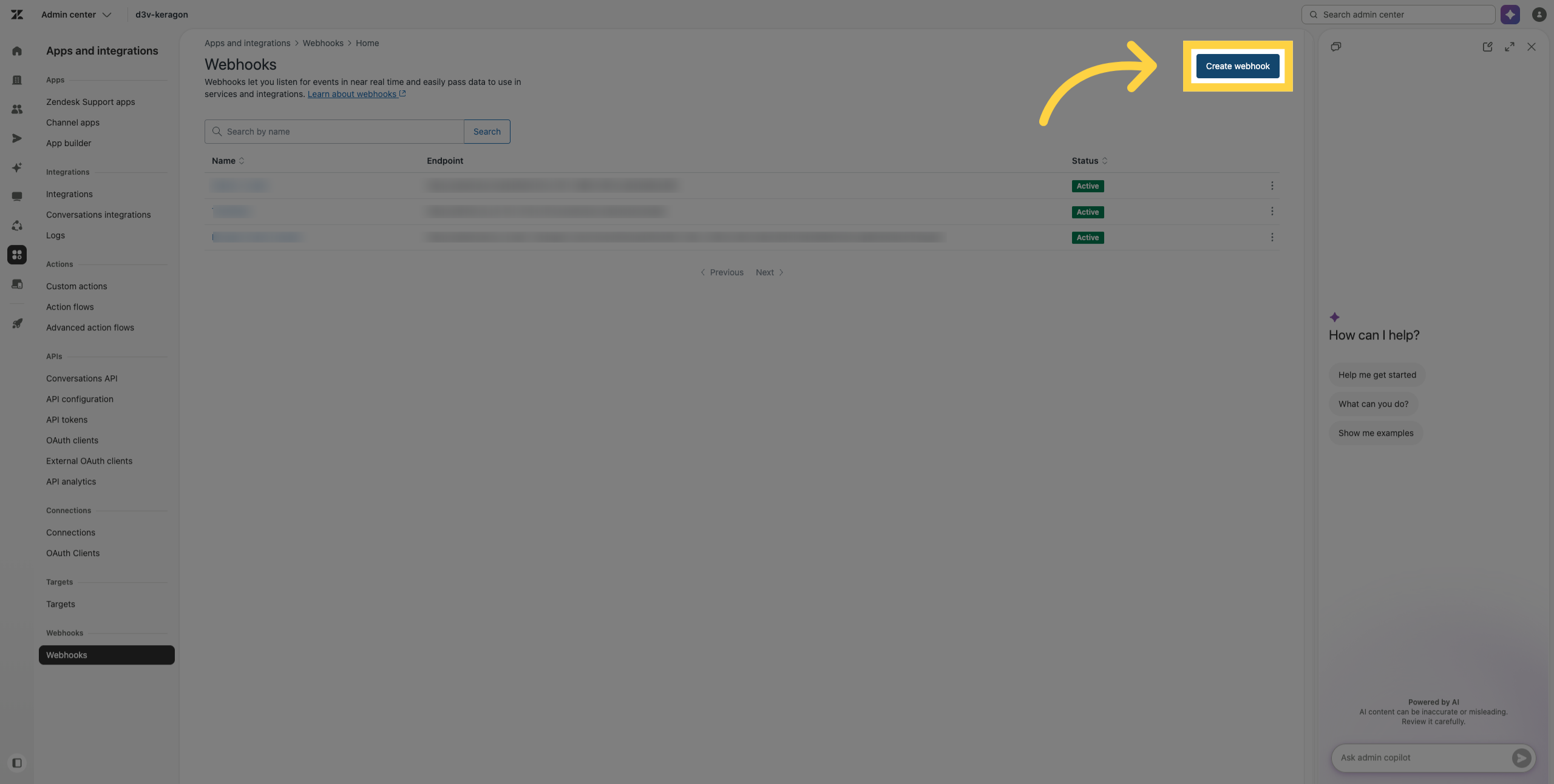 Initiate Webhook Creation