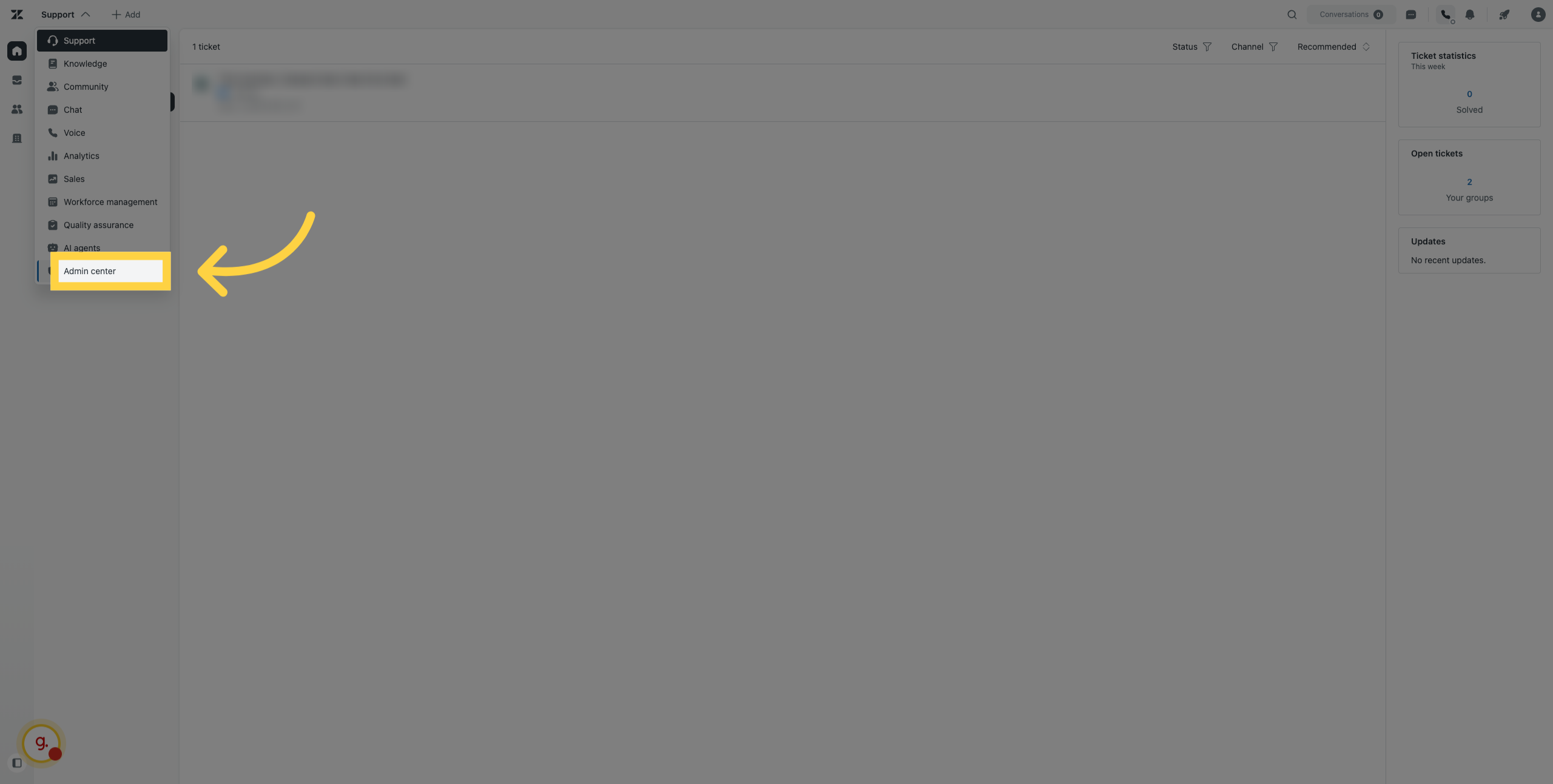 Open Admin Center