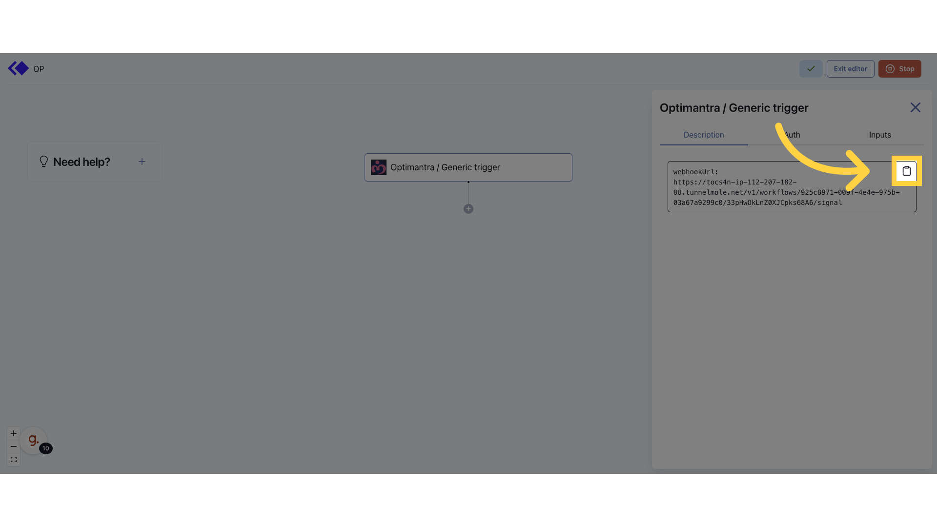 Copy the webhook URL