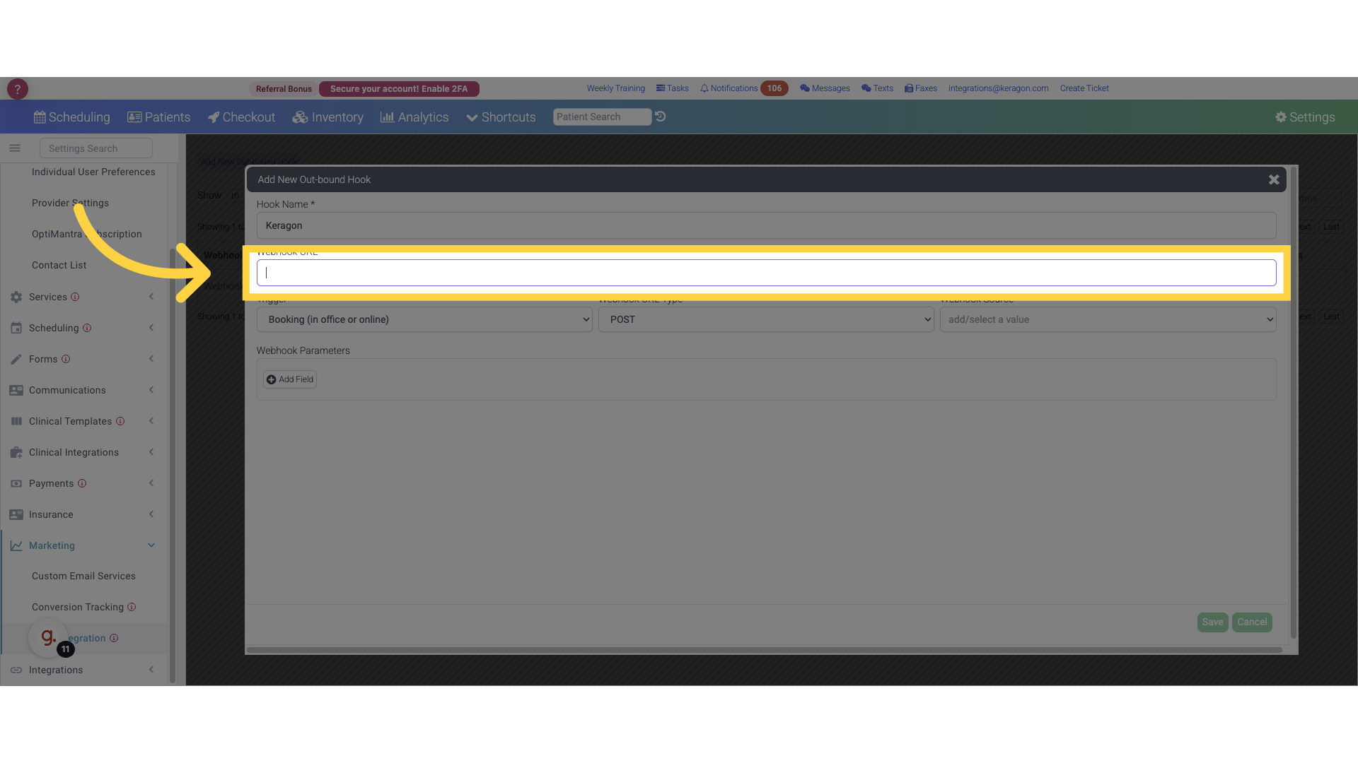 Paste the webhook URL