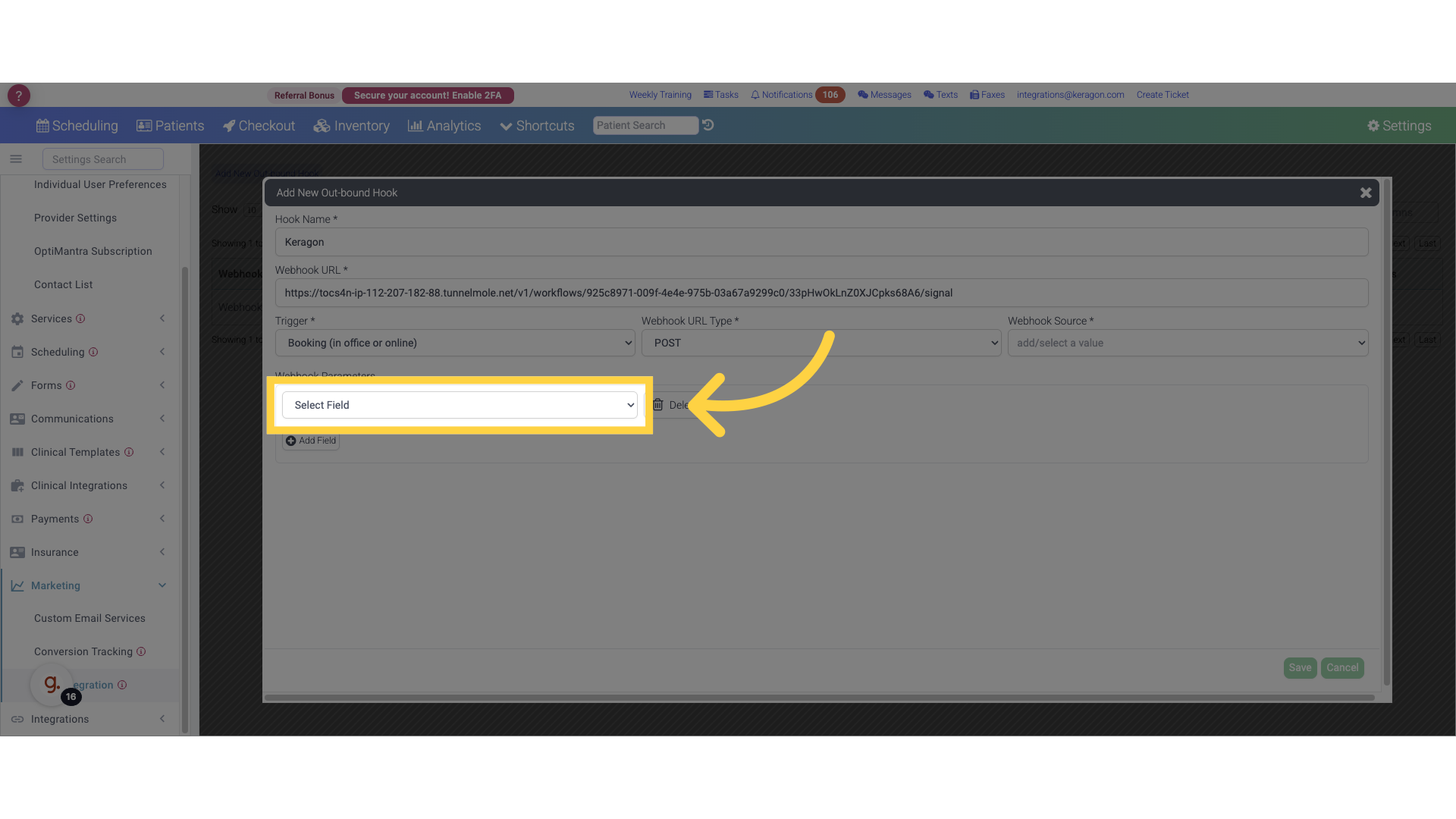 Select the desired fields