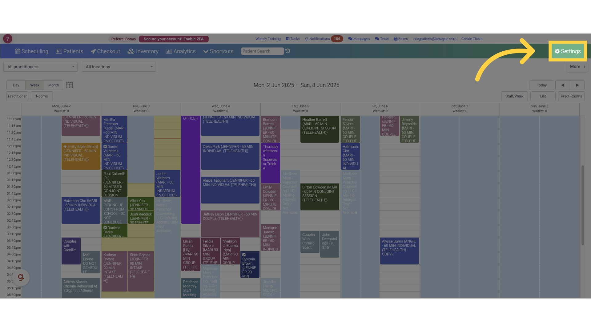 Click 'Settings' from the dashboard