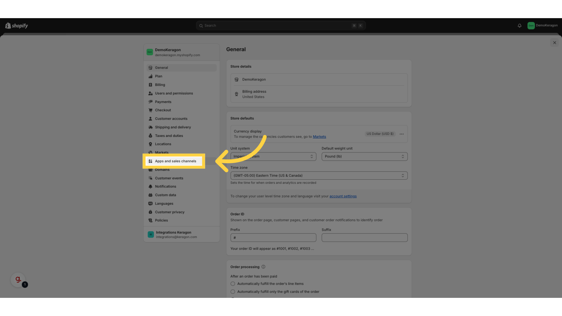 Click 'Apps and sales channels'