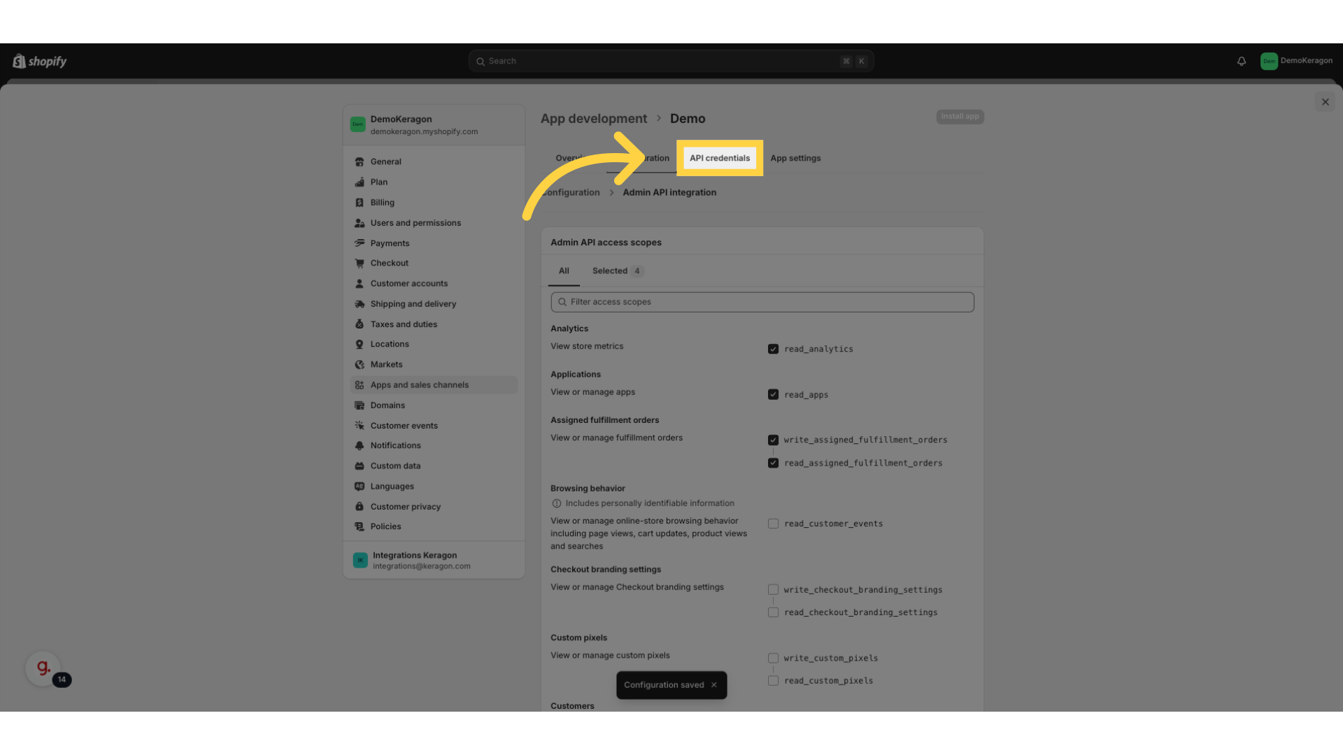 Click 'API credentials'