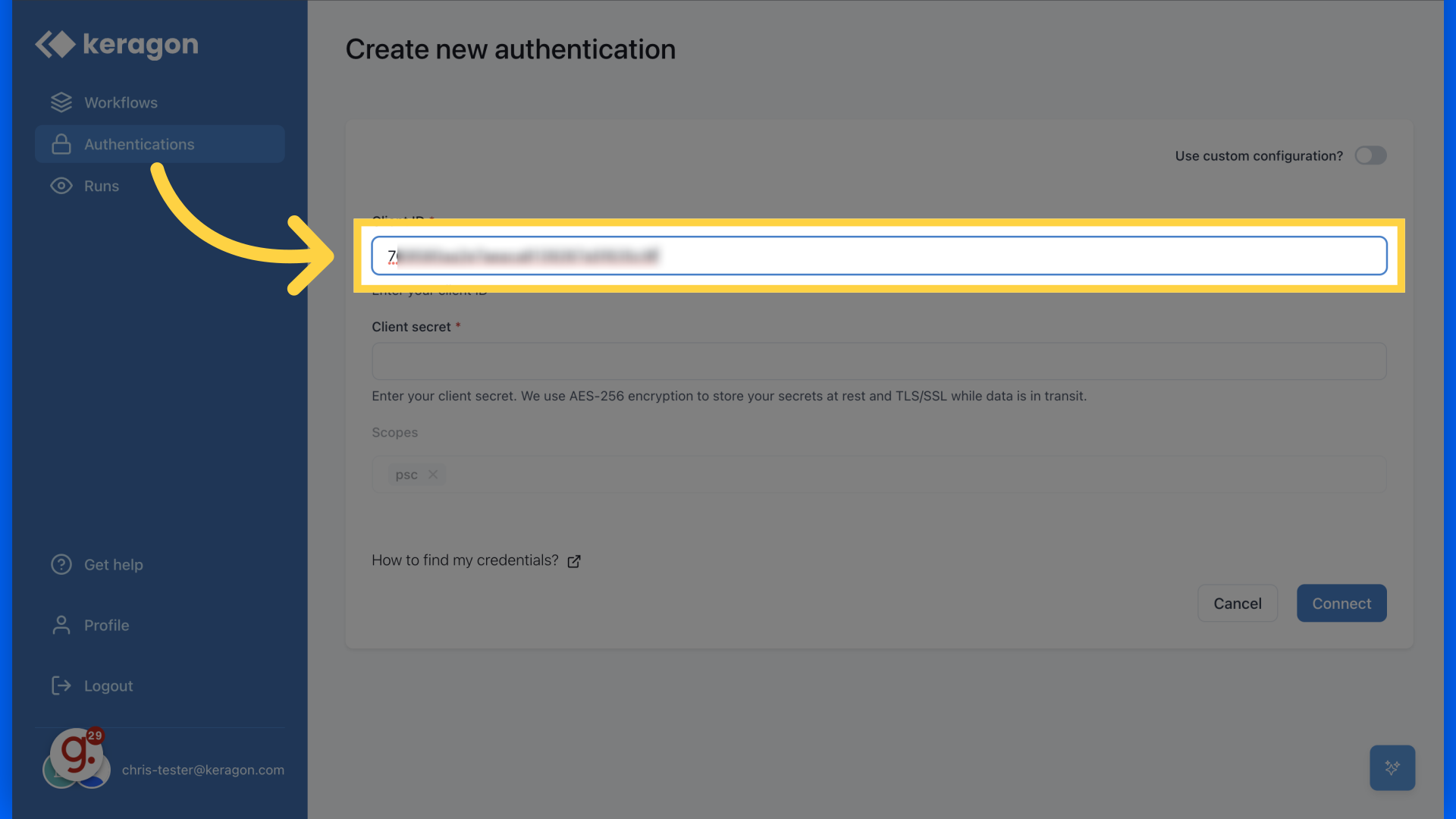 Paste your Key from step 8