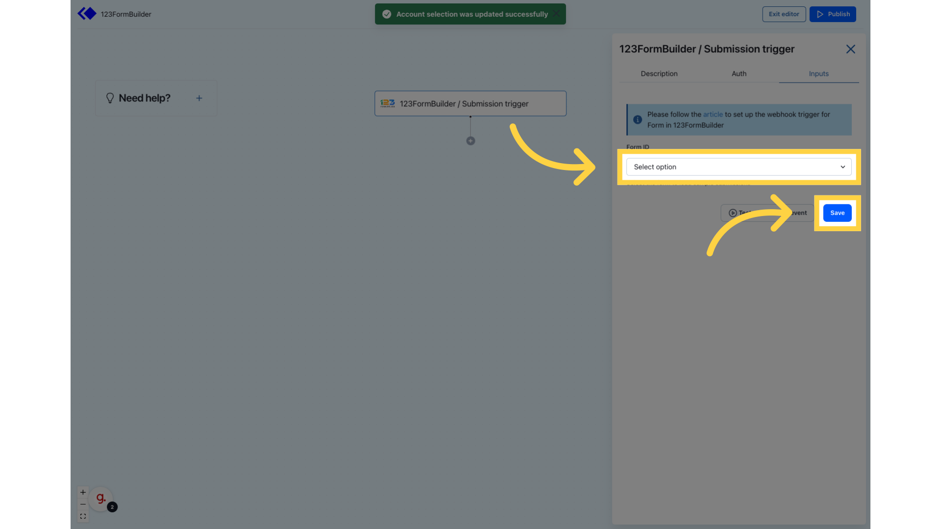 Select your form and 'Save'