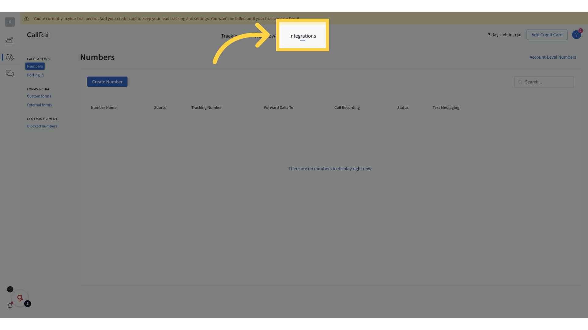 Click 'Integrations'