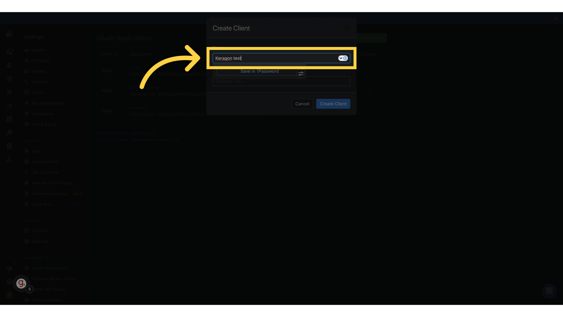 Specify the token name