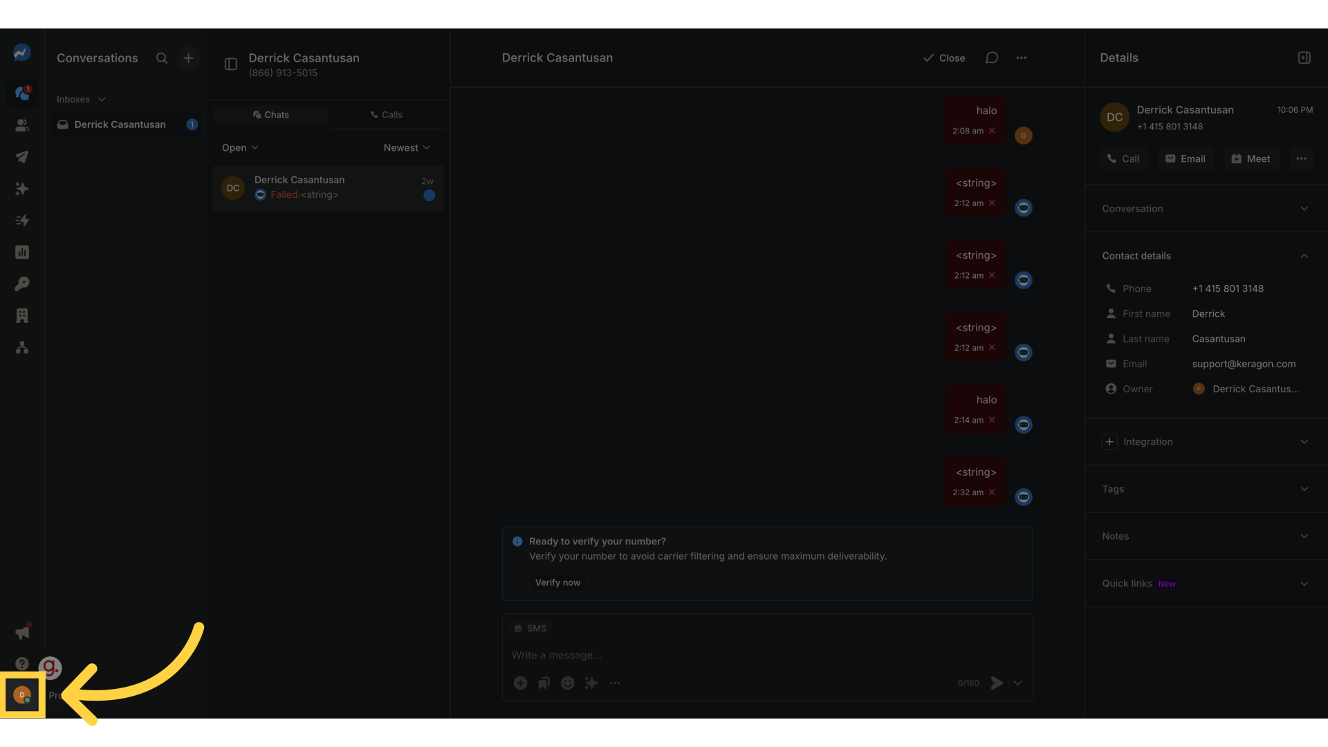 Click your profile icon