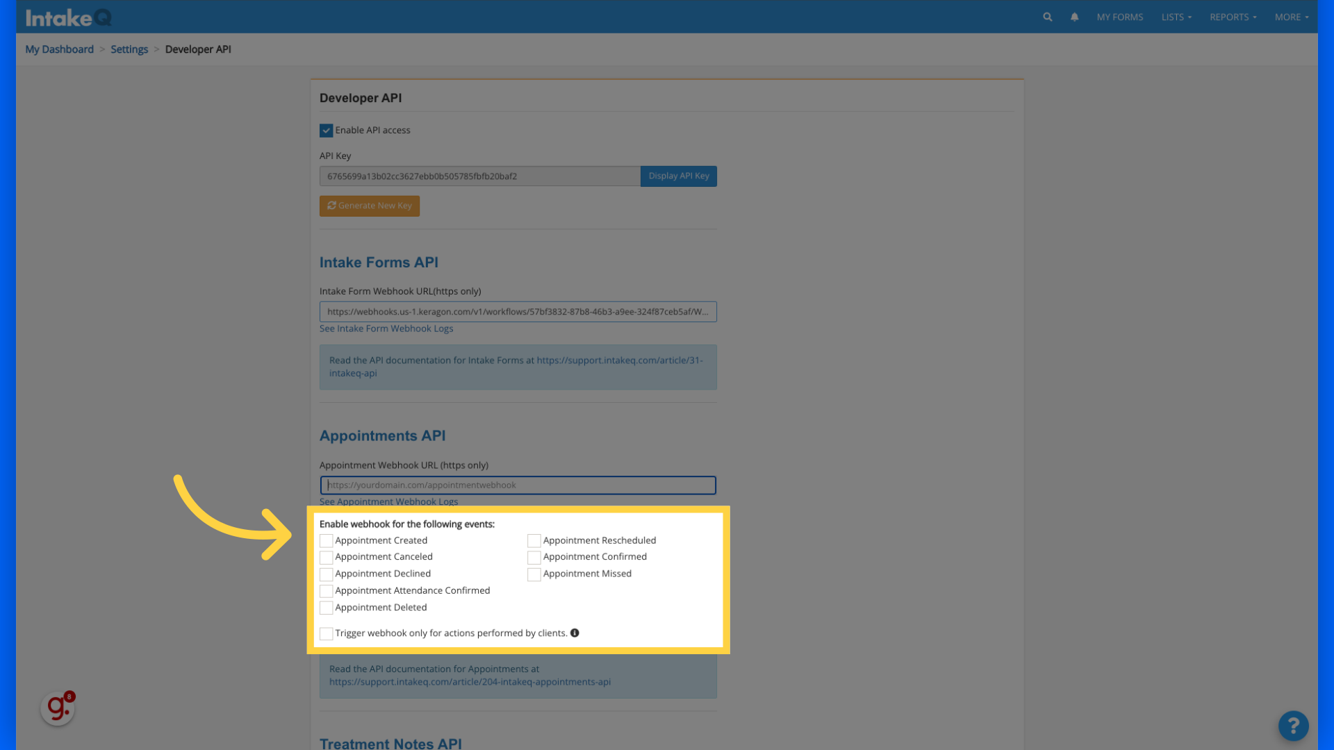 Select events in resource supports it