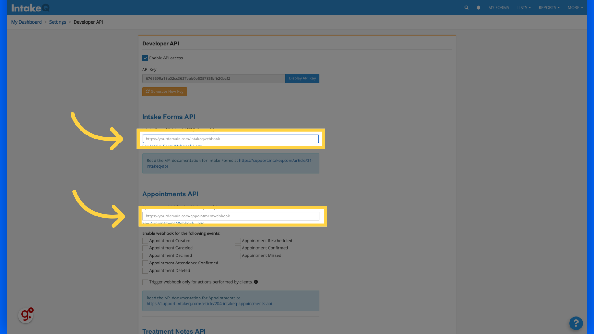 Paste webhook url