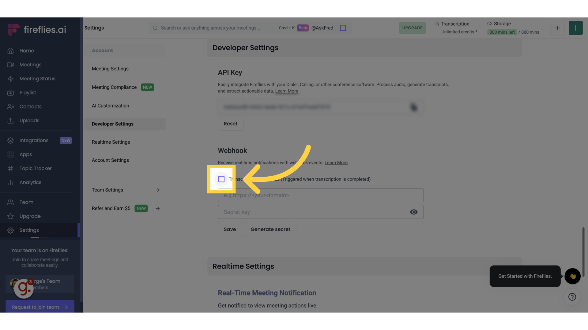 Click 'Transcription Completed'