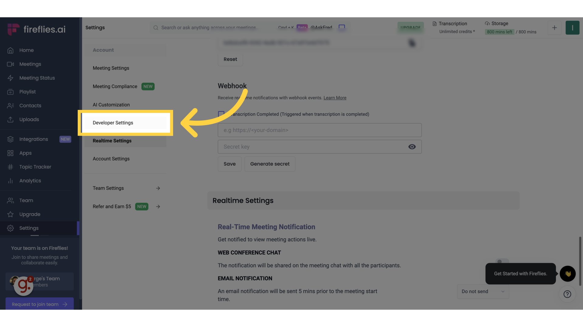 Click 'Developer Settings'