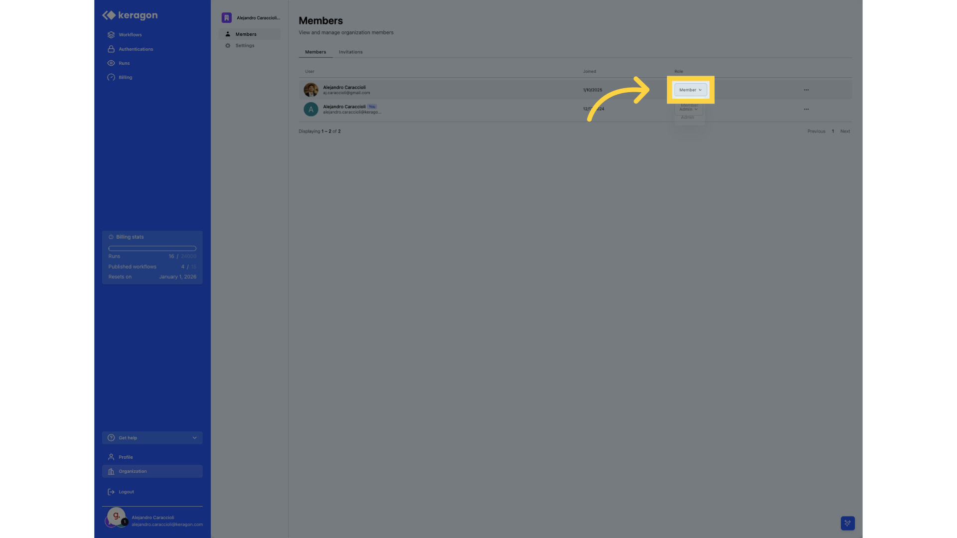 Click 'Member'