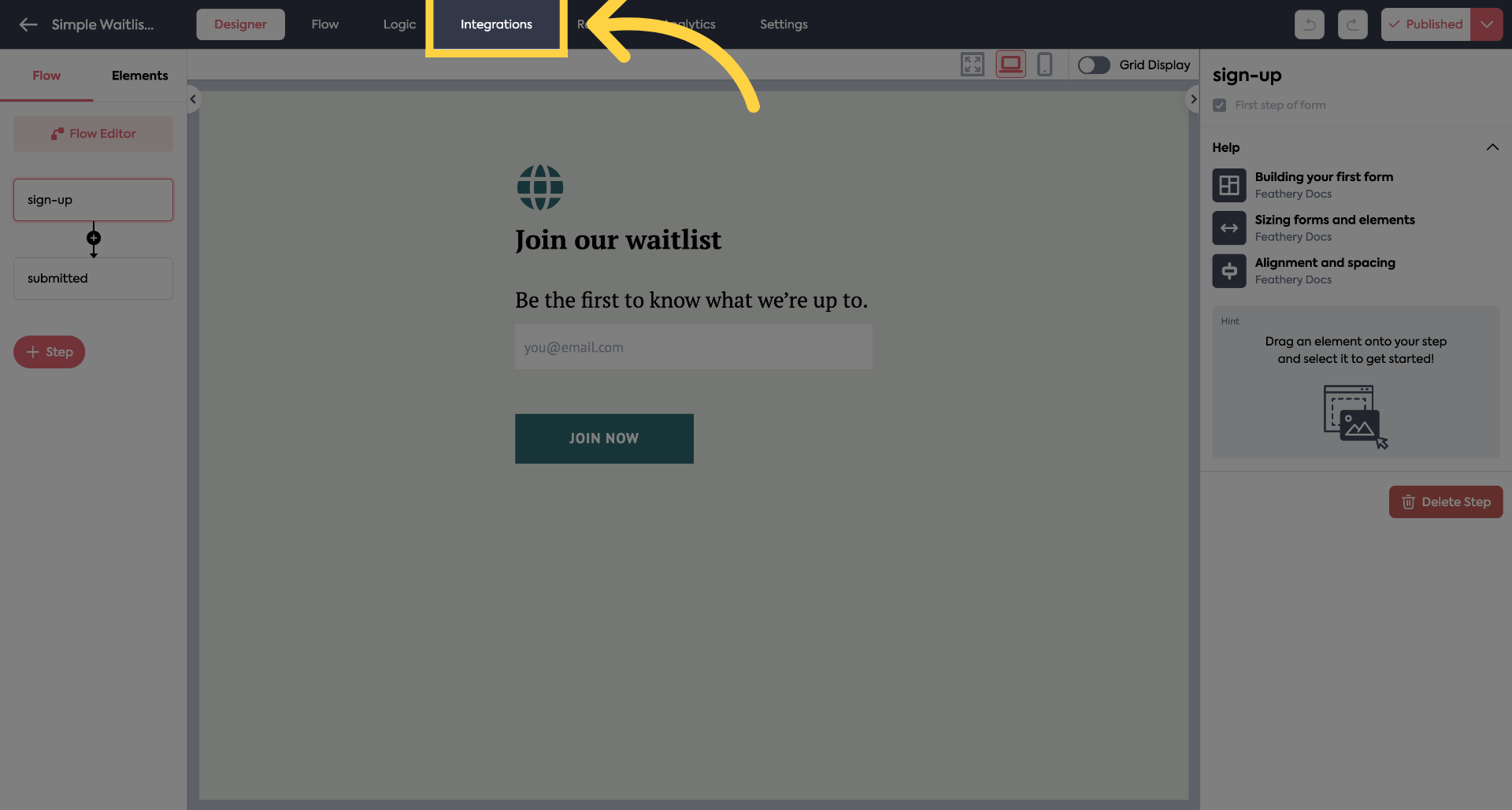 Click 'Integrations'
