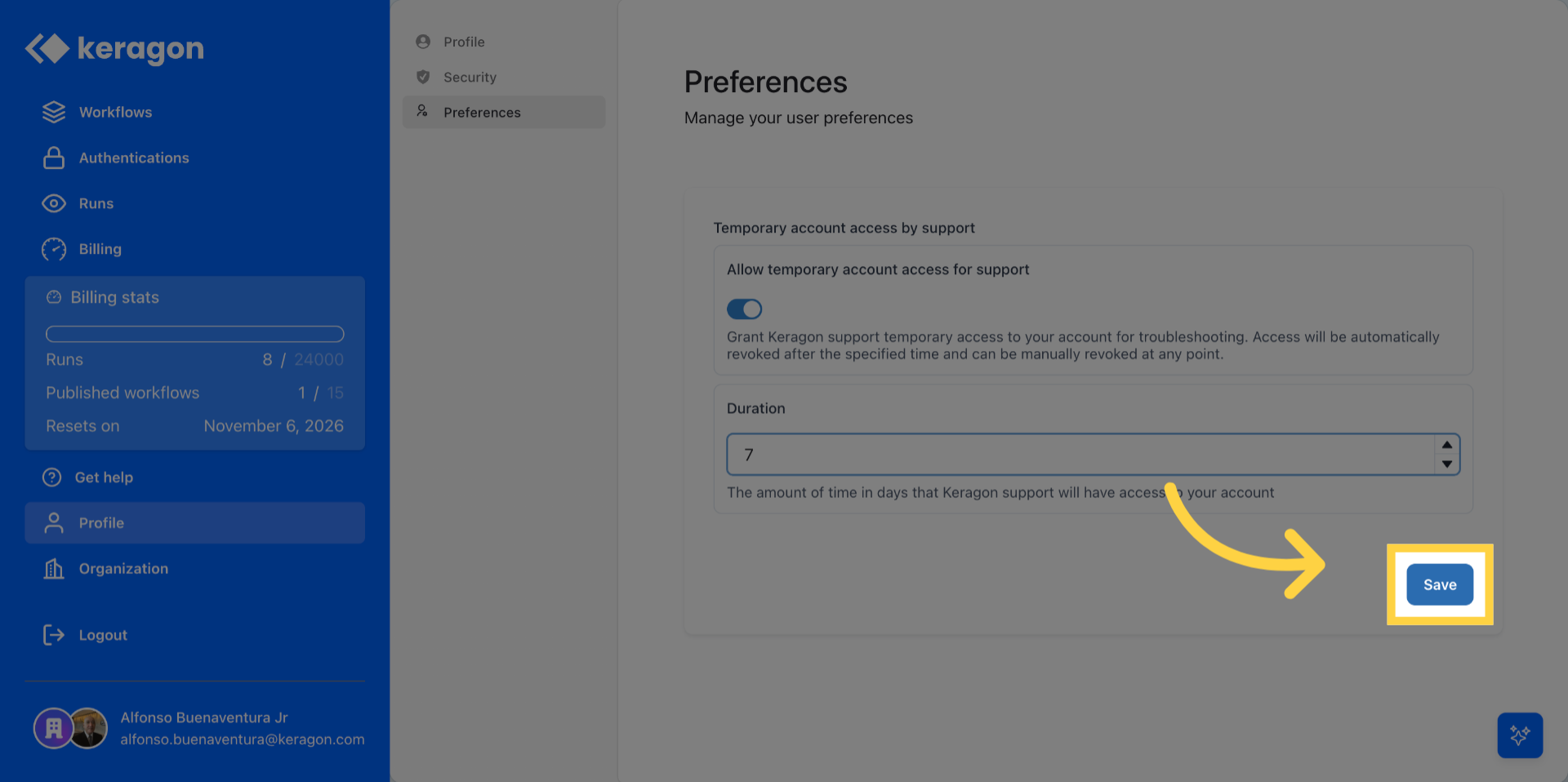 Save Access Configuration