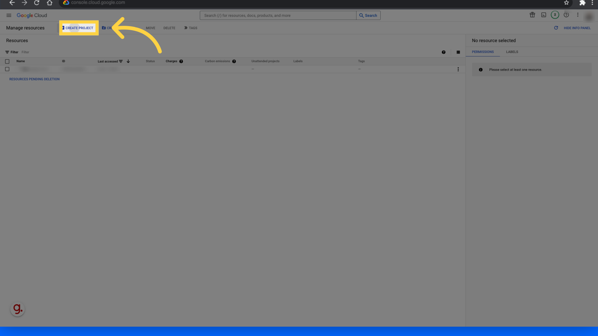 Click 'Create project'